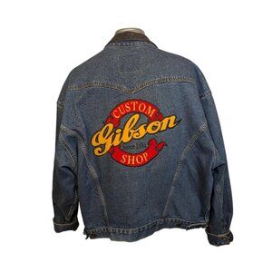 1990's International Denim Gibson Custom Shop Embroidered Denim Jacket, Leather